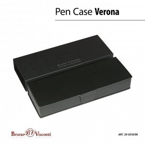 СИМА-ЛЕНД Ручка шариковая поворотная, 1.0 мм, BrunoVisconti VERONA, стержень синий, металлический корпус Soft Touch чёрный, в футляре из экокожи