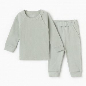 Комплект детский (футболка/штанишки), цвет светлый хаки, рост 74-80 (9 -12 м)