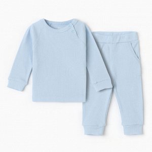 Комплект детский (футболка/штанишки), цвет голубой, рост 68-74 (6-9 мес )
