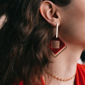 Серьги ассорти «Иллюзия», цвет ярко-красный в золоте