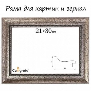 Рама для картин (зеркал) 21x30x4.4 см, пластиковая, Calligrata 6744, серебристая