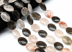 Бусины из горного хрусталя "Кровавый" и раухтопаза 22*30мм, 39см, 12 бусин