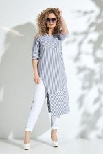 Костюм Euro Moda 338-1 серо-синий