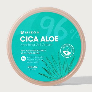 Успокаивающий гель-крем с экстрактами алоэ и центеллы азиатской Mizon Cica Aloe Soothing Gel Cream, 300гр