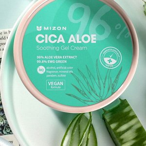 Успокаивающий гель-крем с экстрактами алоэ и центеллы азиатской Mizon Cica Aloe Soothing Gel Cream, 300гр