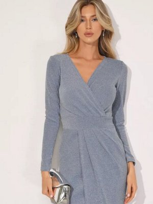 Вечернее платье с люрексом 42-44-46р серо-голубой цвет