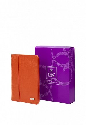 Обложка паспорт натуральная кожа флотер оранжевый, 78786