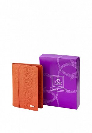 Обложка паспорт натуральная кожа флотер оранжевый, 78707
