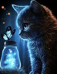 "Котенок и бабочка (Светится в темноте и ультрафиолете) NEW!"
