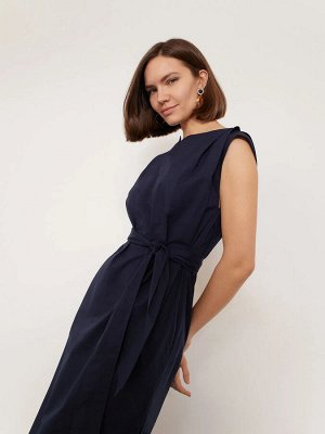 Платье с поясом  цвет: Темно-синий PL1392/bullom