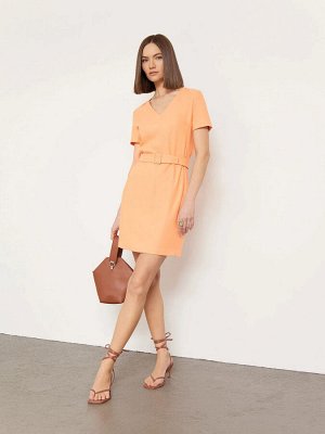 Платье с поясом  цвет: Оранжевый PL1261/eileen
