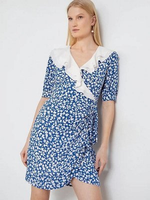 Платье с декоративным воротником  цвет: Синий PL1413/limbie