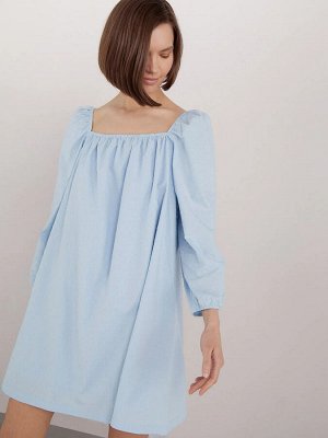 Платье с объемными рукавами  цвет: Голубой PL1253/blish