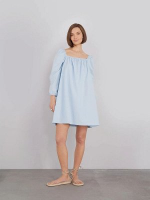 Платье с объемными рукавами  цвет: Голубой PL1253/blish