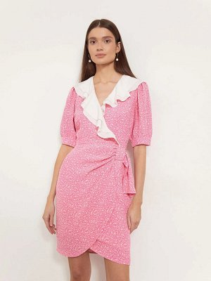 Платье с декоративным воротником  цвет: Розовый PL1413/axilla