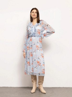 Платье с цветочным принтом  цвет: Голубой PL1364/elimar