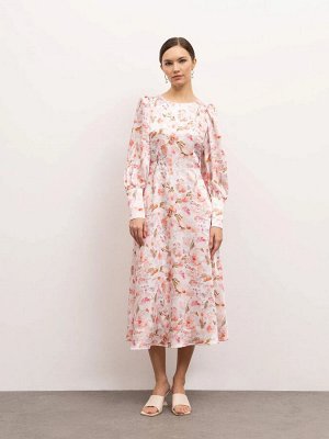 Платье приталенное с принтом  цвет: Розовый PL1378/shiori