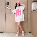 Футболка для девочки OVERSIZE, цвет белый, с принтом