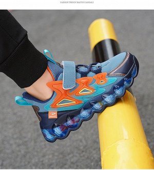 Детские кроссовки на шнуровке и липучке, цвет бежевый/оранжевый