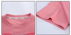 Костюм двойка для девочки (футболка + шорты, цвет розовый, с принтом)
