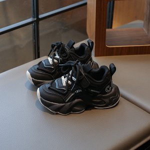 Кроссовки детские на шнурках, черные