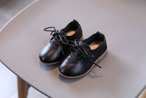 Туфли для девочки на шнурках, черные