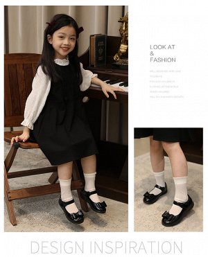 Туфли для девочки из эко-кожи школьные с застежкой, черные с кантом