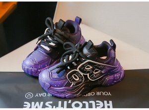 Кроссовки детские на шнурках, фиолетовые с черным