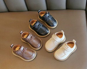 Туфли детские из эко-кожи на шнурках, коричневые