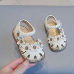 Детские сандалии из экокожи, с цветочками