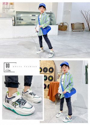 Кроссовки на девочку на шнурках и липучках, бело-зеленые