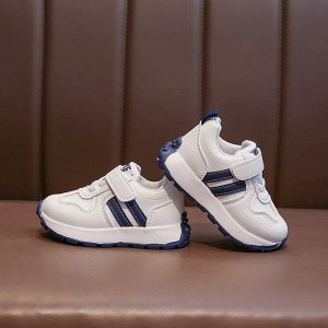 Кроссовки для мальчика на шнурках и липучках, бело-синие