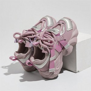 Кроссовки детские на шнурках, серо-фиолетовые
