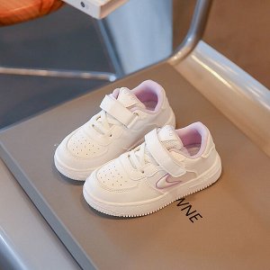 Кроссовки для девочки на липучках и шнурках, белые с фиолетовым декором