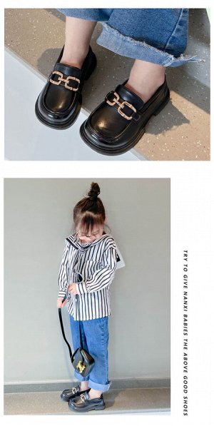 Туфли для девочки с пряжкой, черные
