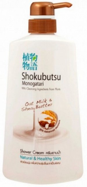 LION "Shokubutsu" Крем-гель для душа 500мл "Овсяное молочко и масло Ши"Oat Milk & Shea Butter" /12шт/ Таиланд