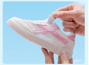 Кеды для девочки на шнурках и липучках, белые сетчатые