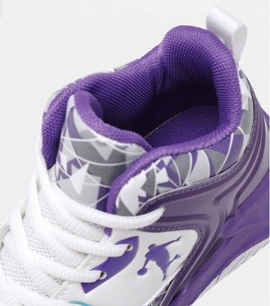 Кроссовки для мальчика на шнуровке, цвет белый/фиолетовый, с принтом