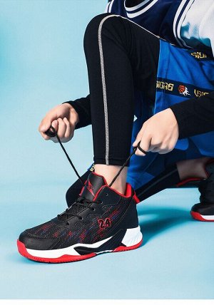 Кроссовки для мальчика на шнуровке, цвет черный/красный