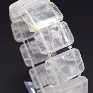 Браслет из Розового кварца прямоугольник 25*15мм, 76г