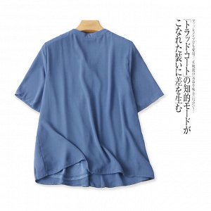 Женская синяя блуза с коротким рукавом