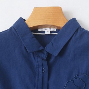 Женская синяя рубашка с длинным рукавом