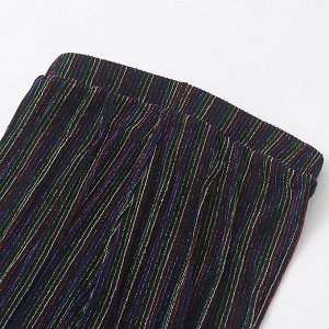 Женские брюки в разноцветную полоску, с разрезами по низу, на резинке