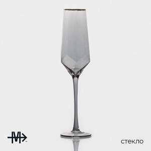 Бокалы для шампанского Magistro «Дарио», 180 мл, 7*27,5 см, 2 шт, стекло, графитовые, набор 2 шт