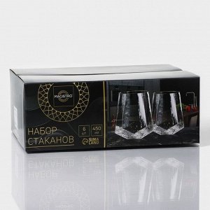 Стаканы Magistro «Дарио», 450 мл, 10x11.5 см, набор 6 шт., стекло, прозрачные