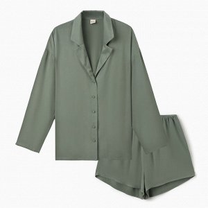 Костюм женский (рубашка, шорты) MINAKU: Casual Collection, оливковый