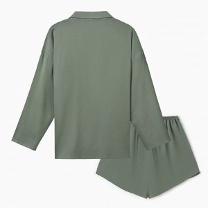 Костюм женский (рубашка, шорты) MINAKU: Casual Collection, оливковый
