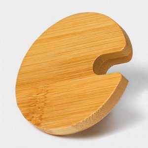 Крышка для ёмкостей Доляна, d=5,5 см, с ручкой, бамбук