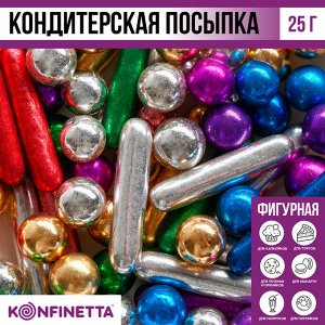 KONFINETTA Посыпка кондитерская фигурная пасха: золотая, фиолетовая, зеленая, синяя, 25 г.