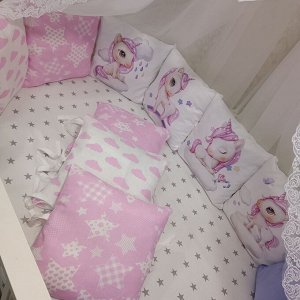 Комплект в кроватку Единорожка розовый